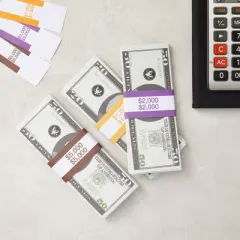 Paper Junkie 300-Pack Money Bands for Cash, Self-Adhesive Assorted Labels 1000, 2000, 5000, Bill Wrappers 3 ABA Standard Colors