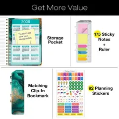 Global Printed Products Hardcover AY 2025-2026 Fashion Planner - 5.5"x8" (Teal Gold Marble)