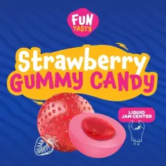 Funtasty Strawberry Gummy Balls Candy with Jam Center, 19-Ounce Jar (30 Count) - Party Favors
