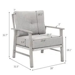 Anybear 2Pcs  Armchair Aluminum with 13cm Cushion Gray
