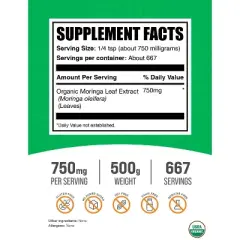 BulkSupplements Organic Moringa Extract Powder