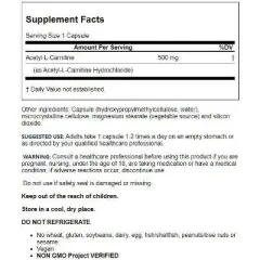 Jarrow Formulas, Inc. Vegan Acetyl L-Carnitine 500 mg 120 Veg Caps