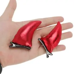 Unique Bargains Fashion Halloween Duckbill Clip Horns Hair Clip Red 1 Pc