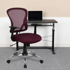 Emma and Oliver Mid-Back Mesh Swivel Task Office Chair with Chrome Base and Arms