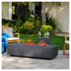 Ixtapa 56" MGO Gas Fire Table with Tank Holder- Rectangular - Dark Gray - Christopher Knight Home: Outdoor Fireplace, Weather-Resistant