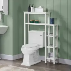 Dover Over the Toilet Organizer with Side Shelving White - Alaterre Furniture
