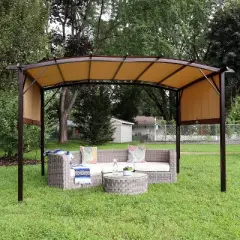 Sunnydaze 9' x 12' Metal Arched Pergola with Retractable Canopy