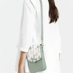 FATMOON Women's Leather Small Crossbody Cell Phone Bag - Adjustable Removable Strap Zipper Shoulder Handbag Purse with Mini Bag