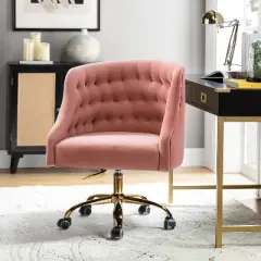 Anika Home Office Task Chair Velvet Tufted  Swivel Adjustable Swivel 360 Degree  wheels | Karat Home