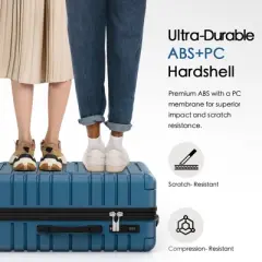 SKONYON 3-Piece Luggage Set, Durable ABS+PC Hardshell Suitcases with YKK Zippers, Spinner Wheels & TSA Lock, Green