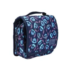 Disney Stitch Character Heads All-Over Print Blue 8.2&rdquo; Folding Hanging Toiletry Kit