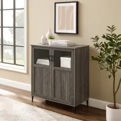 Transitional Glass and Grooved Door Accent Cabinet - Saracina Home