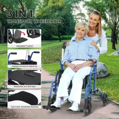 Rollator Walker for Seniors with Seat, 3 in 1 Walker Wheelchair Combo with 8&iexcl;&plusmn; Non-Slip Wheels Reversible Backrest Detachable Footrests