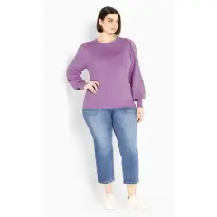 Women's Plus Size Nicky Pom Pom Sweater - wisteria | AVENUE