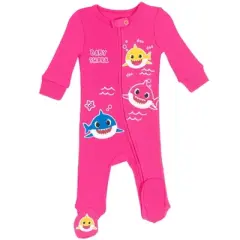 Pinkfong Baby Shark 2 Pack Zip Up Sleep N' Play Coveralls Pink / Gray 