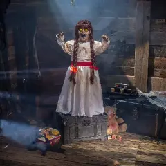 Seasonal Visions Light-Up Grim Girl Doll Halloween Decoration - 32 in - White