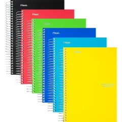 6ct 5 Subject Spiral Notebook College Ruled 9.5" x 6" Classic Colors - Five Star