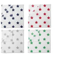 Bacati - Stars Boys Swaddling Muslin Blankets of 4 (Navy,Green, Red,Gray)