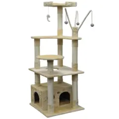 Go Pet Club 66" Cat tree Scratcher with Sisal Covered Posts and Dangling Toys F3031
