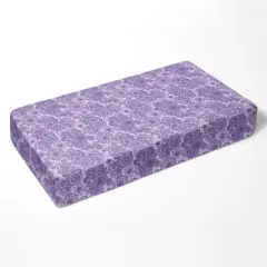 Bacati - Floral Scroll Printed Purple 100 percent Cotton Universal Baby US Standard Crib or Toddler Bed Fitted Sheet