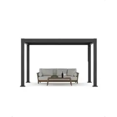 All-Aluminum Louvered Pergola 12"x 24", Outdoor Pergola with Adjustable Louvered Roof, Reinforced Aluminum Frame,  Hardtop Gazebo