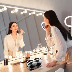 Unique Bargains Portable Travel Terry Cloth Plaid Pattern Makeup Cosmetic Storage Bag 1 Pcs