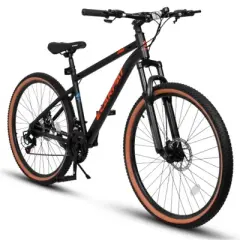 YONWAY 27.5 Inch Mountain Bike, Durable High Carbon Steel Frame,Disc Brakes, Brown Edge Tires for Commuting and Outdoor Exploration