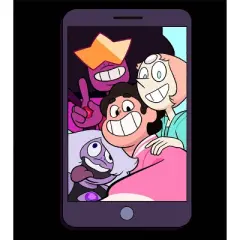 Steven Universe Characters On Phone Men's Black Graphic Sleep Pajama Shorts