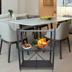 YIYIBYUS 3 Tiers Kitchen Food Storage Rack with Wheels Kitchen Shelf, Heavy Duty