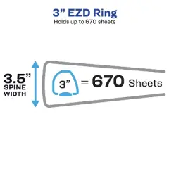 Avery Durable Clear View 3 Ring Binders, 3 Inch EZD Rings, 1 White Binder (09701)
