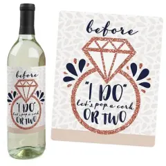 Big Dot of Happiness Vino Before Vows - Winery Bridal Shower or Bachelorette Party Decorations for Women & Men - Wine Bottle Label Stickers - Set of 4