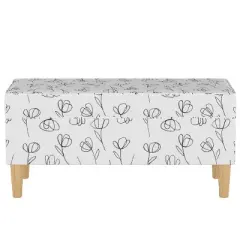 Storage Bench Contoured Tulips White - Skyline Furniture