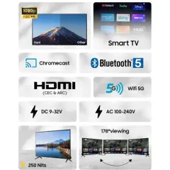 SYLVOX Smart 12 Volt TV, 40" Newest Google TV Support Download APPs with Google Assistant, 1080P DC/AC Powered Television for RV Campe