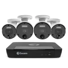 Swann NVR Security System, Round Master Bullet Cameras, 87680 Hub, Black