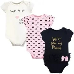 Little Treasure Baby Girl Cotton Bodysuits 3pk, Mama
