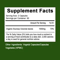 Mulittea Soursop Graviola Capsules 1000mg Leaf & Fruit Extract | High Potency | 120 CT