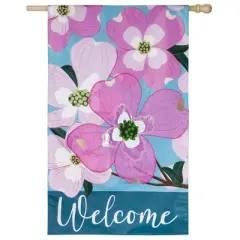 Evergreen Dogwood Blossoms Applique House Flag 28 x 44 Inches Outdoor Decor for Homes and Gardens