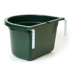 Little Giant 20 Quart Heavy Duty Mountable Plastic Fence Feeder Bucket for Feeding Small Livestock and Pets at Home or Farm, Green