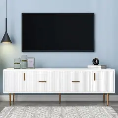 Modern TV Stand for TVs up to 75'' with 5 Champagne Legs-ModernLuxe