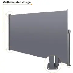 138" x 71" Retractable Side Awning, Waterproof and UV-Resistant,  Privacy Screen Divider Roll Up Balcony(Grey)