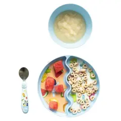 The First Years Bluey 3pc Mealtime Set with Divided Suction Plate, Bowl and Spoon - 9 Months+