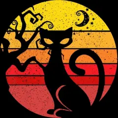 Men's Design By Humans Black Cat Halloween Costume Scary Vintage Cats By TaiHan Tank Top