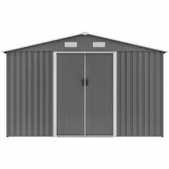Kelly All Weather Metal Tool Shed, Patio Storage Shed with Metal Foundation and Lockable Doors, Outdoor Storage Box - The Pop Home