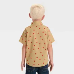 Toddler Boys' Short Sleeve Slub Poplin Woven Shirt - Cat & Jack&trade; Brown
