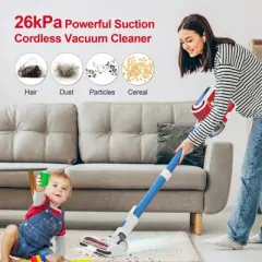 POWEART V80 Cordless Vacuum Cleaner, 26Kpa 350W Powerful Cordless Stick Vacuum, 6-in-1 Battery Vacuum Up to 40mins, Lightweight Vacuum Cleaner