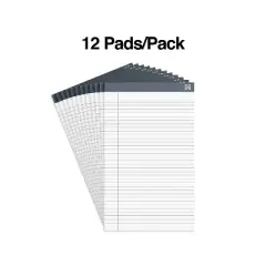 TRU RED Notepads 8.5" x 14" Wide Ruled White 50 Sheets/Pad 12 Pads/Pack TR57372