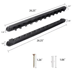GSE 2-Piece Wood Wall Mounted Pool Cue Rack, Billiard Cue Sticks Wall Rack Set, Holds 12 Pool Cue Sticks