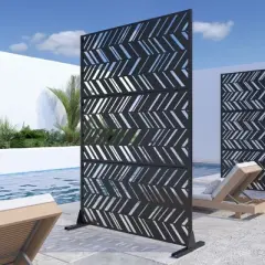 PexFix 72 in. H x 47 in. W Outdoor Metal Privacy Screen Garden Fence Asymmetrical Pattern Wall Applique