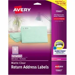Avery - Easy Peel Return Address Labels - Rectangle - Film - Clear - 1 3/4 in. - 800 Labels - 5 Pack
