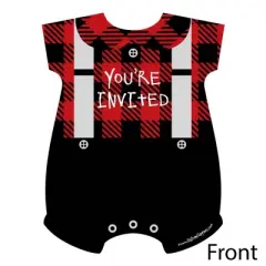 Big Dot of Happiness Lumberjack - Baby Bodysuit - Shaped Fill-in Invites - Baby Shower or 1st Birthday Party Invite Cards with Envelopes - Set of 12